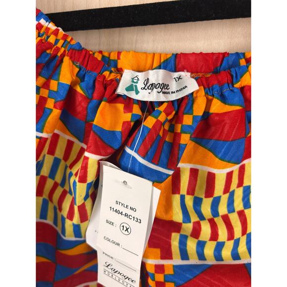 Colorful Geometric Print Off Shoulder Top Women’s 1X Festival Boho - Picture 6 of 9